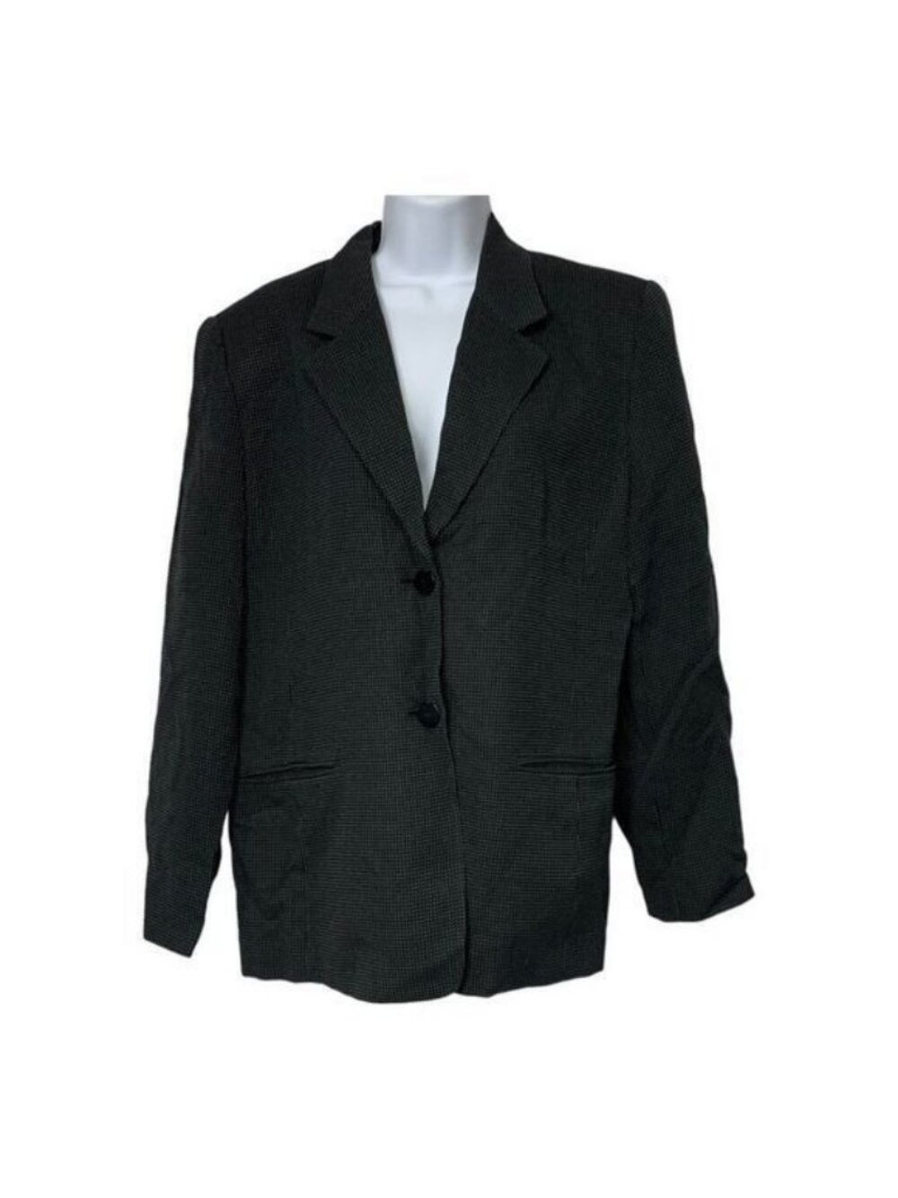 Talbots Womens Black & Gray Polka Dot Blazer Size 14 Cotton Blend Made In USA